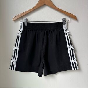 Black Sporty Shorts with White Bows